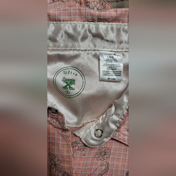 Twenty X ultra fit pink & tan western snap button shirt size L - Picture 2 of 3